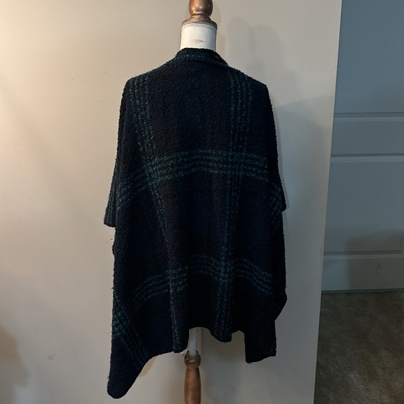 Plaid Textured Wrap Sweater Poncho Scarf - Picture 3 of 5